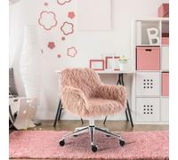 Vinsetto Faux Fur Home Office Chair, Vanity Chair w/ Adjustable Height, Pink