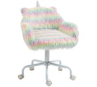 Vinsetto Faux Fur Unicorn Desk Chair Fluffy Home Office Chair With Armrests