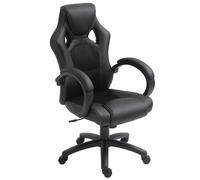 Vinsetto Faux Leather Swivel Chair, Ergonomic Desk Chair with Armrests & Cooling Backrest, Ebony Black Aosom UK