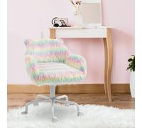 VINSETTO Fluffy Desk Chair with Arms Faux Fur Home Office Chair with Wheels VINSETTO Multicolor