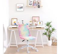 Vinsetto Fluffy Unicorn Office Chair With Swivel Wheel Rainbow, Rainbow