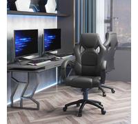 Vinsetto Gaming Chair Faux Leather Swivel Computer Racing Gamer Desk Chair for Home Office with Wheels, Black Black