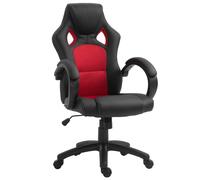Vinsetto Gaming Chair Faux Leather Swivel Computer Racing Gamer Desk Chair for Home Office with Wheels, Red Red