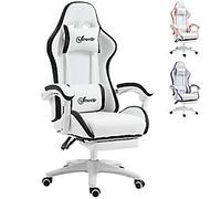 Vinsetto Gaming Chair Fixed Armrest PU (Polyurethane) Leather, Nylon, Sponge, Steel Black 921-618V71WT