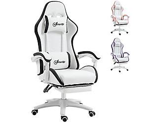 Vinsetto Gaming Chair Fixed Armrest PU (Polyurethane) Leather, Nylon, Sponge, Steel Black 921-618V71WT