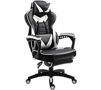 Vinsetto Gaming Chair Fixed Armrest PU (Polyurethane) Leather, PVC (Polyvinyl Chloride) Leather White 921-237V71WT