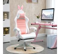 Vinsetto Gaming Chair Racing Style w/ Footrest Bunny Ears Adjustable Height