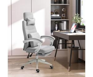 Vinsetto Grey Reclining Office Chair with Lumbar Support, Footrest, 160 Back, Adjustable Height, 5-Wheel Mobility - 921-253V71GY