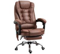 Vinsetto Heated 6 Points Vibration Massage Executive Office Chair Adjustable Swivel Ergonomic High Back Desk Chair Recliner with Footrest Brown