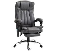 Vinsetto Heated Office Chair, 6-Zone Massage Home Relaxation Chair with Ergonomic Footrest & Recline, Cat Scratch Resistant, Dark Grey Aosom UK