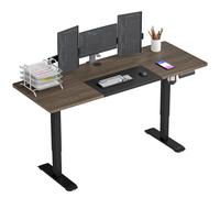 Vinsetto Height Adjustable Electric Standing Desk with 4 Automatic Memory Preset 140cm x 70cm Tabletop Stand Up Desk for Home Office (Black Frame + Te