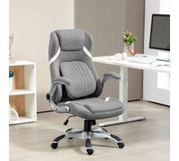 Vinsetto High Back Executive Office Chair, Fabric Office Desk Chair with Flip-up Armrests, Adjustable Lumbar Support and Tilt Function, Grey Grey