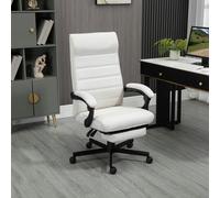 Vinsetto High-Back Home Office Chair with Adjustable Height and Footrest, Grey - Cream