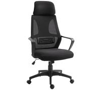 Vinsetto High Back Office Chair Ergonomic Design Adjustable Mesh Office Chair with Lumbar Support Headrest Wheel, Black Aosom UK