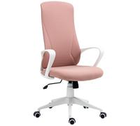 Vinsetto High Back Office Chair Fabric Desk Chair With Armrests Adjustable Height Swivel Wheels Pink