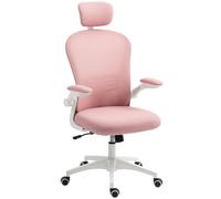 Vinsetto High Back Office Chair, Mesh Computer Desk Chair with Rotatable Headrest, 4D Lumbar Support, Flip-up Arm, Adjustable Height, Pink Pink