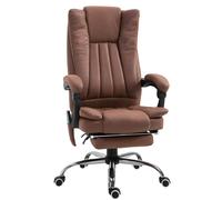 Vinsetto High Back Vibration Massage Office Chair, Heated Reclining Leathaire Fabric Chair w/ Footrest, Cat Scratch Resistant, Brown Aosom UK
