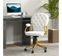 Vinsetto Home Office Chair Button Tufted Desk Chair with Swivel Wheels White - Cream