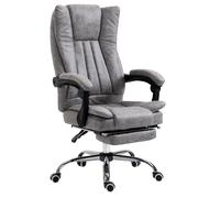 Vinsetto Home Office Chair Microfibre Desk Chair with Reclining Function Armrests Swivel Wheels Footrest Grey