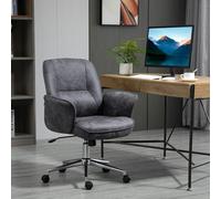 Vinsetto Home Office Chair Microfibre Swivel Chair for Home Study, Red - Charcoal grey