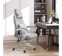 Vinsetto Home Office Chair With Manual Footrest Recliner Padded Adjustable Grey, Grey