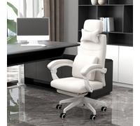Vinsetto Home Office Chair Swivel Desk Chair With Adjustable Height Footrest White, White