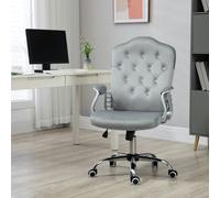 Vinsetto Home Office Chair with Adjustable Height Tilt Function Cream White - Grey - Yes - Office Chair