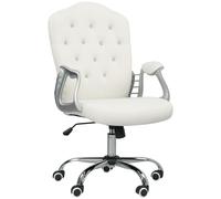Vinsetto Home Office Chair with Adjustable Height Tilt Function Cream White - Grey