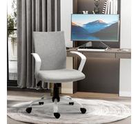 Vinsetto Home Office Linen Chair Swivel Computer Desk Task Chair, Light Grey
