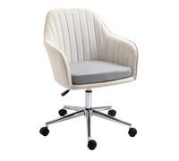 Vinsetto Leisure Office Chair Linen Swivel Desk Chair Home Study Beige