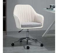 Vinsetto Leisure Office Chair Linen Swivel Desk Chair Home Study With Wheel Beige, Cream