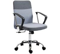 Vinsetto Linen Ergonomic Office Chair, Grey - Adjustable Height, Swivel, Five Wheels, Rocker, 120kg, 921-384
