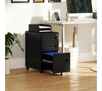 Vinsetto Lockable Mobile Filing Cabinet w/ 3 Drawers 30 x 43.5 x 60 cm Black - Black