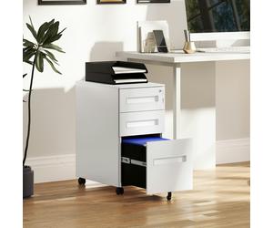 Vinsetto Lockable Mobile Filing Cabinet w/ 3 Drawers 30 x 43.5 x 60 cm Black - White