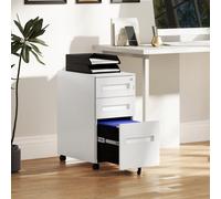 VINSETTO Lockable Mobile Filing Cabinet w/ 3 Drawers 30 x 43.5 x 60 cm in White VINSETTO White 30 x 43.5 x 60 cm