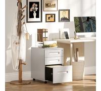VINSETTO Lockable Mobile Filing Cabinet w/ 3 Drawers 39 x 48 x 60 cm White VINSETTO White 39 x 48 x 60 cm