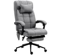 Vinsetto Massage Office Chair w/ Heating and Vibration Function, Executive Office Chair w/ Head Pillow, Footrest, Reclining Back, Grey Aosom UK