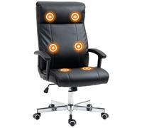 Vinsetto Massage Office Chair, PU Desk Chair with 6 Point Massage, High Back Computer Chair with Metal Legs, Thick Seat, Remote Control and Adjustable Height, Black