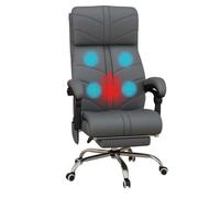Vinsetto Massage Office Chair PU Leather Heated Footrest Reclining Grey Deluxe