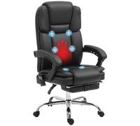 HOMCOM Vinsetto Massage Office Chair, PU Leather High Back Recliner, Black - Black