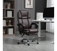 HOMCOM Vinsetto Massage Office Chair, PU Leather High Back Recliner, Black - Dark Brown