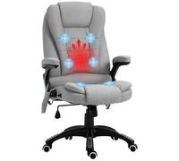 Vinsetto Massage Office Chair Recliner Ergonomic Gaming Heated Home Office Padded Linen-Feel Fabric & Swivel Base Light Grey