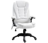 Vinsetto Massage Office Chair w/ 6 Heated Vibration Points, Executive Office Chair w/ Scratch Resistant Fabric 360°, Swivel Wheels, Cream White Aosom UK