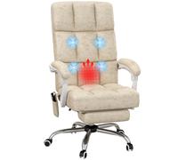 Vinsetto Massage Office Chair w/ Heat, Ergonomic Desk Chair w/ Footrest, Grey - Beige