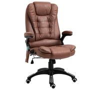 Vinsetto Massage Recliner Chair Heated Office Chair with Six Massage Points Microfiber Cloth 360° Swivel Wheels Brown