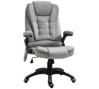 Vinsetto Massage Recliner Chair Heated Office Chair with Six Massage Points Microfiber Cloth 360° Swivel Wheels Grey