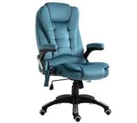 Vinsetto Massage Recliner Chair Heated Office Chair With Six Massage Points Velvet-Feel Fabric 360 Swivel Wheels Blue