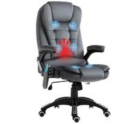 Vinsetto Massage Recliner Chair Heated Office Chair With Six Massage Points Velvet-Feel Fabric 360 Swivel Wheels Grey
