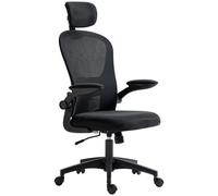 Vinsetto Mesh Chair With Headrest, 4D Lumbar Support, Flip-Up Arm, Black