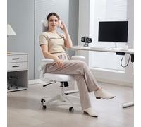 VINSETTO Mesh Chair with Headrest, 4D Lumbar Support, Flip-up Arm, White VINSETTO White